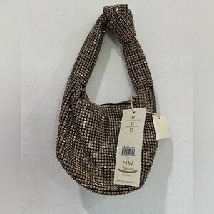 Madison West Gold Rhinestone Clutch